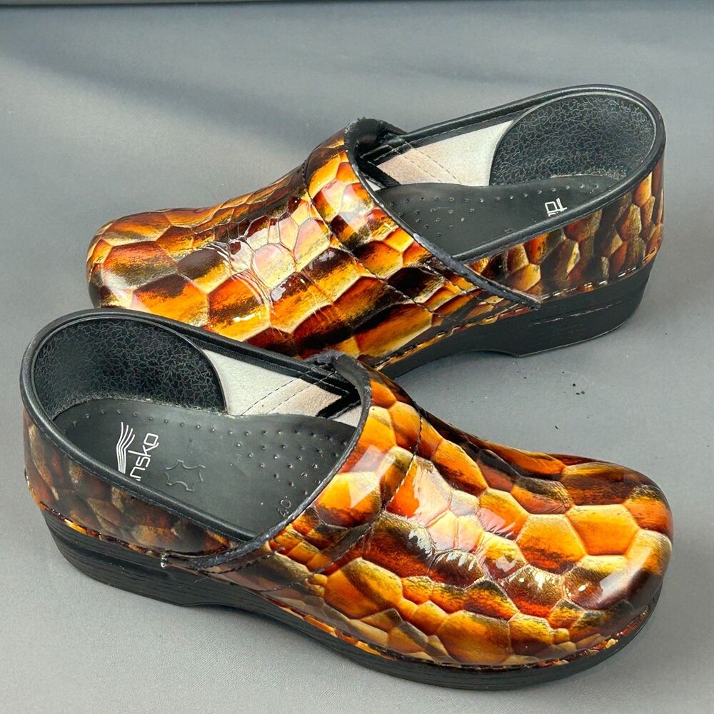 Dansko Professional Tiger Eye Patent Leather Snake Skin Print Clog EU 40 US 10 - Picture 10 of 16